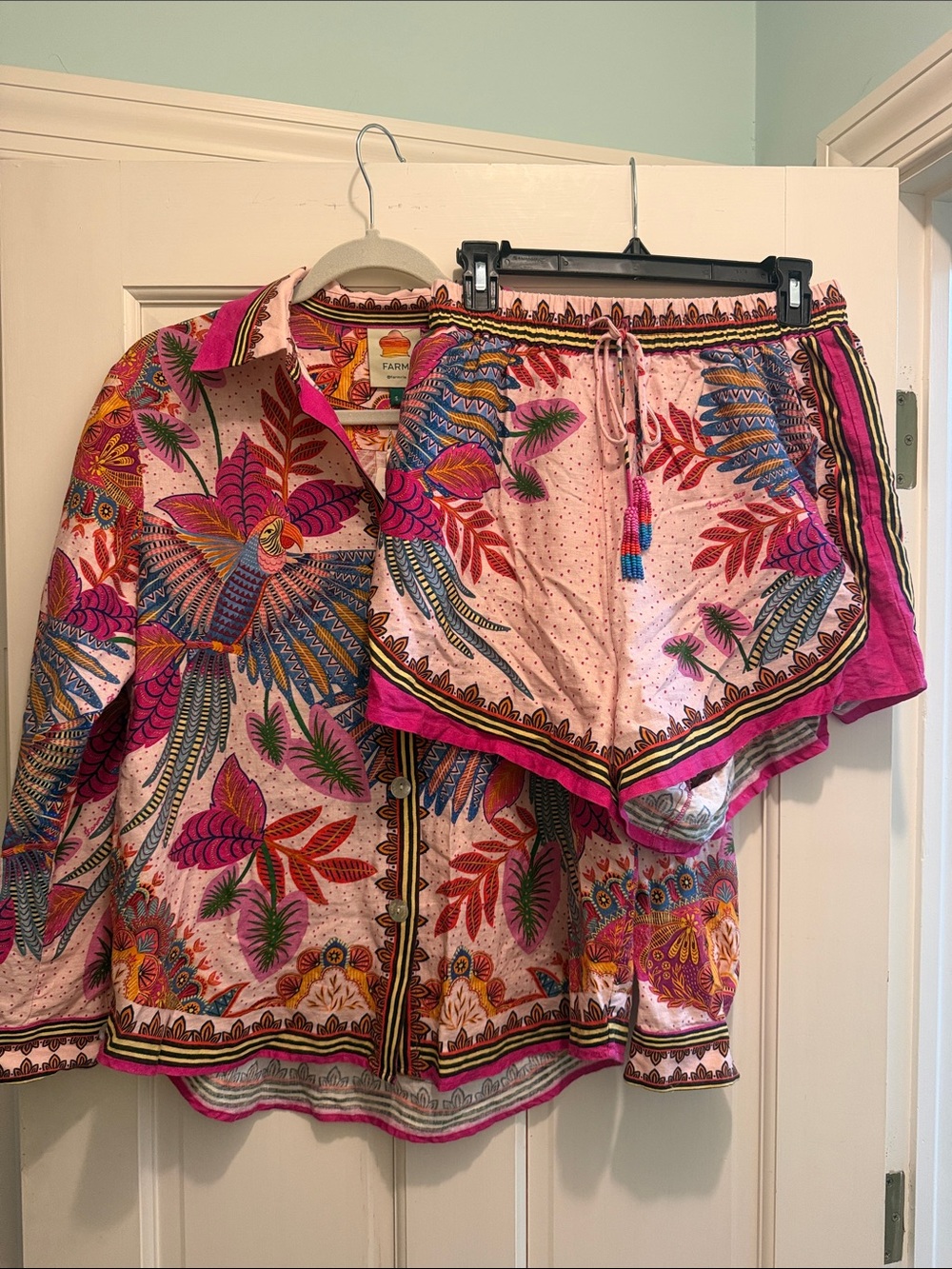 NWT FARM Rio Macaw Linen-Blend Set